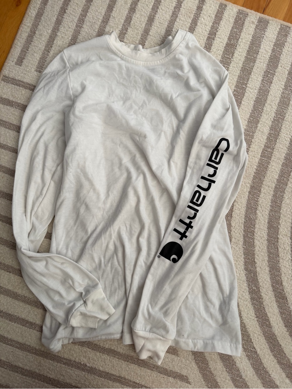 Carhartt White Long Sleeve Logo Sleeve Tee